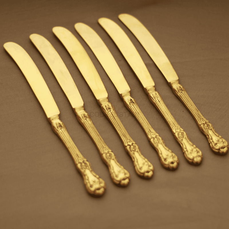 Golden Brass Big Cutlery Set L 28 Pieces Set
