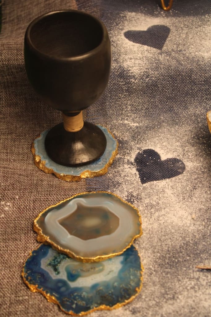Agate Handcrafted Luxury Coasters l Golden Electroplated Coasters (Set of 4) - Codesustain