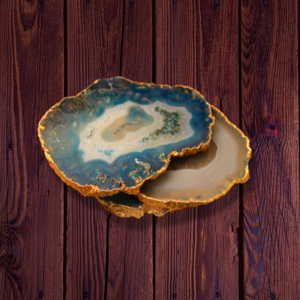 Agate Handcrafted Luxury Coasters l Golden Electroplated Coasters (Set of 4) - Codesustain