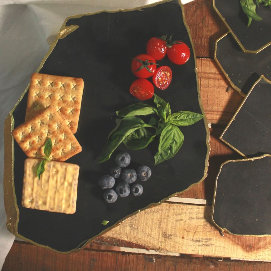 Handcrafted Agate Decor Platter l Bread Platter With Stand - Codesustain Ventuures Pvt Ltd