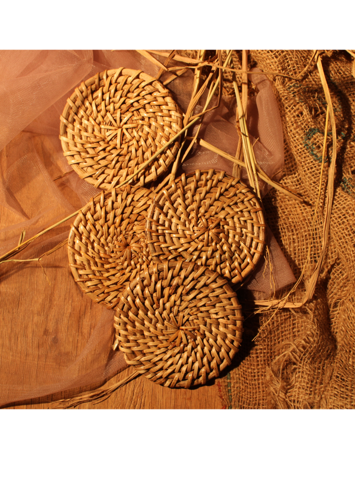 Handmade Bamboo Cane Coasters (Set of 4) - Codesustain