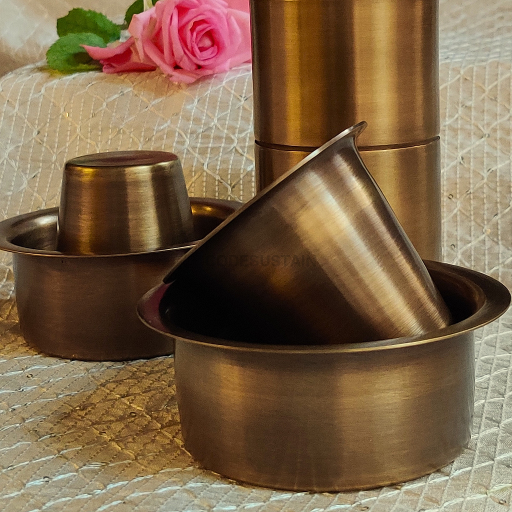 Handmade Brass Coffee Filter with Davara Set | Coffee Set in a Gift Box Tableware
