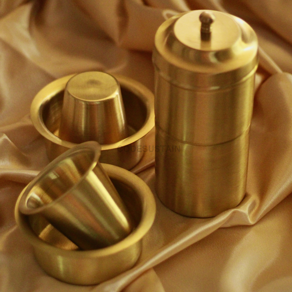 Handmade Brass Coffee Filter with Davara Set | Coffee Set in a Gift Box Tableware