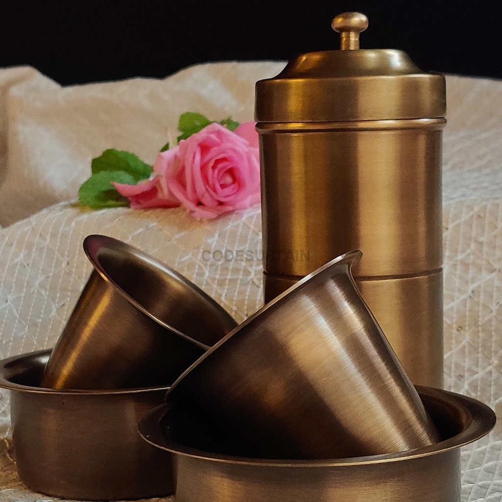 Handmade Brass Coffee Filter with Davara Set | Coffee Set in a Gift Box Tableware