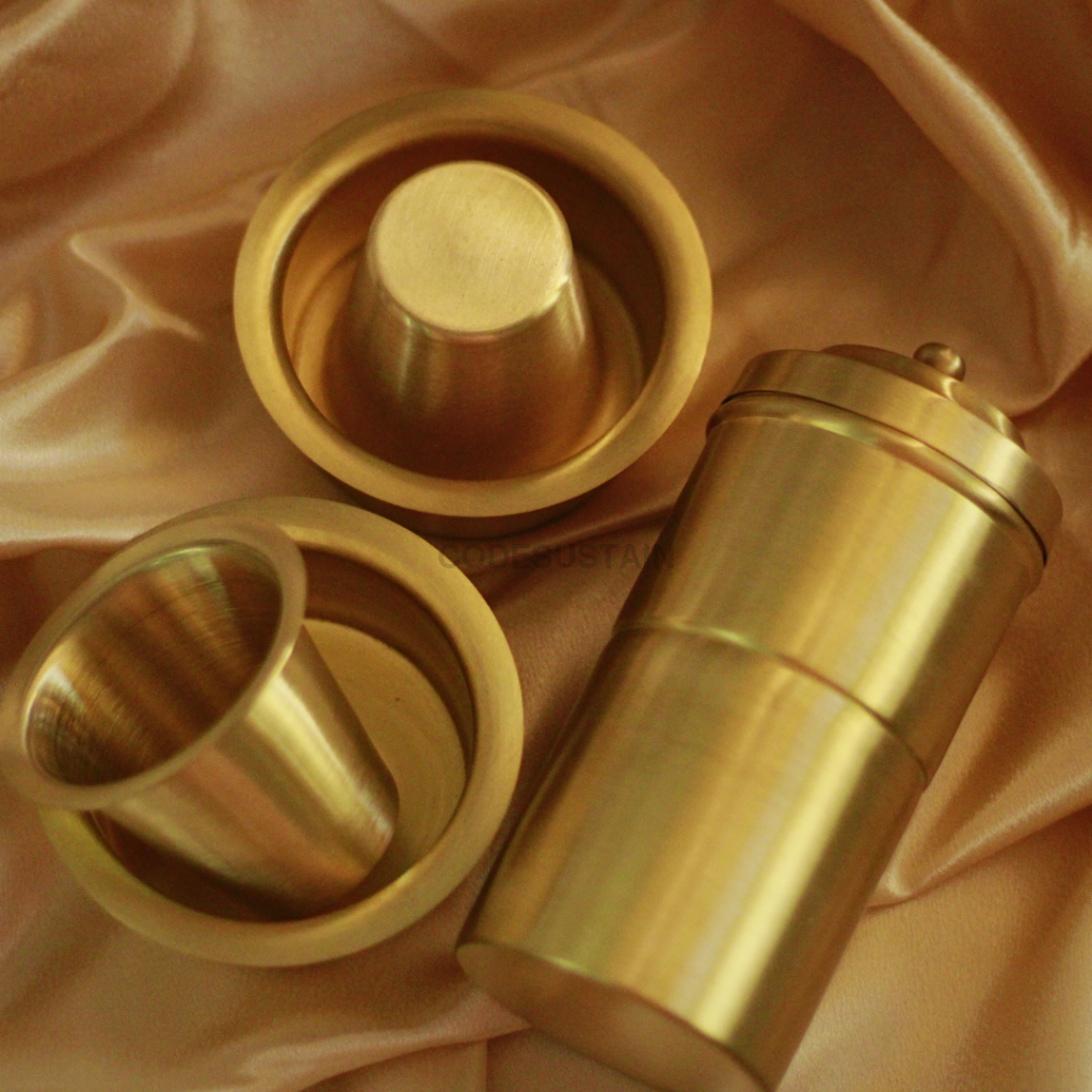 Handmade Brass Coffee Filter with Davara Set | Coffee Set in a Gift Box Tableware