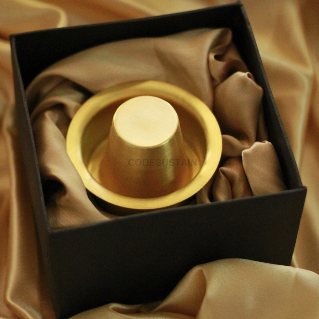 Handmade Brass Coffee Filter with Davara Set | Coffee Set in a Gift Box Tableware