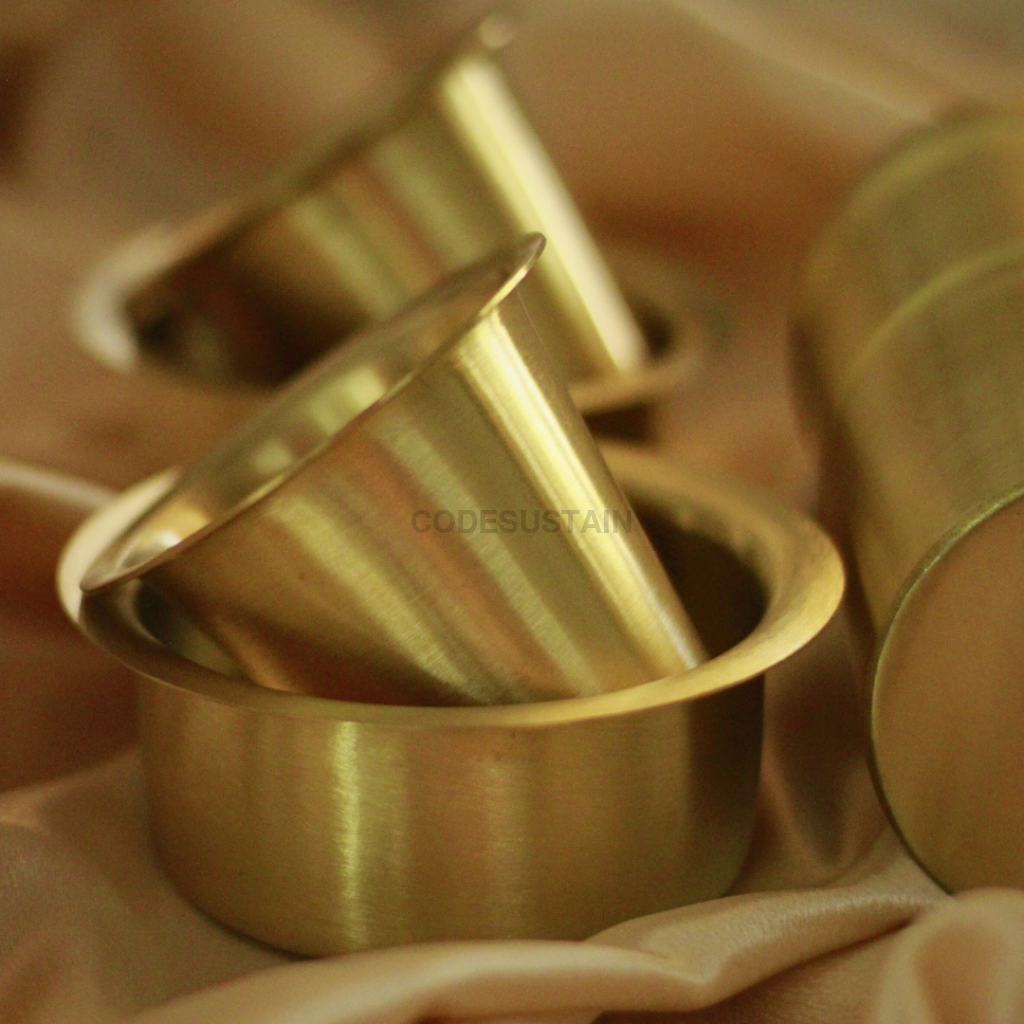 Handmade Brass Coffee Filter with Davara Set | Coffee Set in a Gift Box Tableware