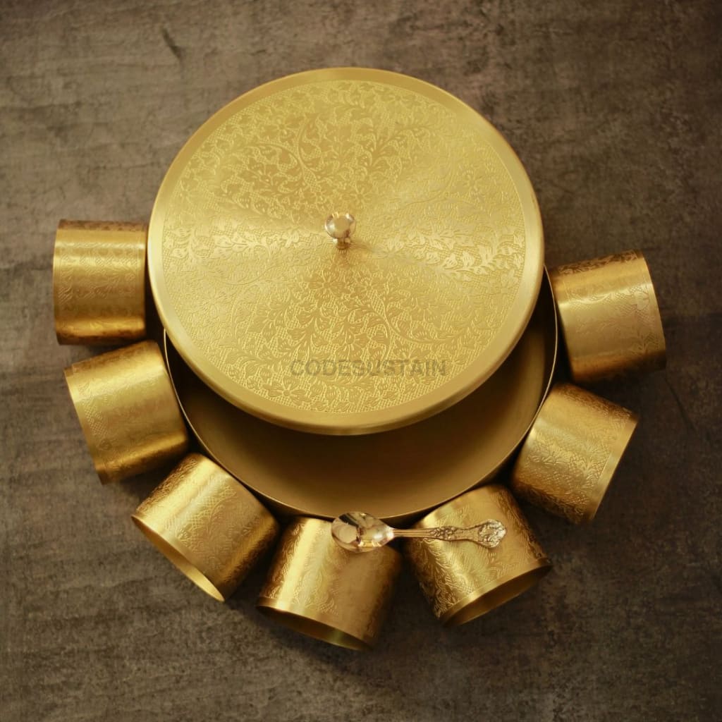 Handmade Brass Large Masala Box | Spice Box | 8 inches with gift box Kitchenware