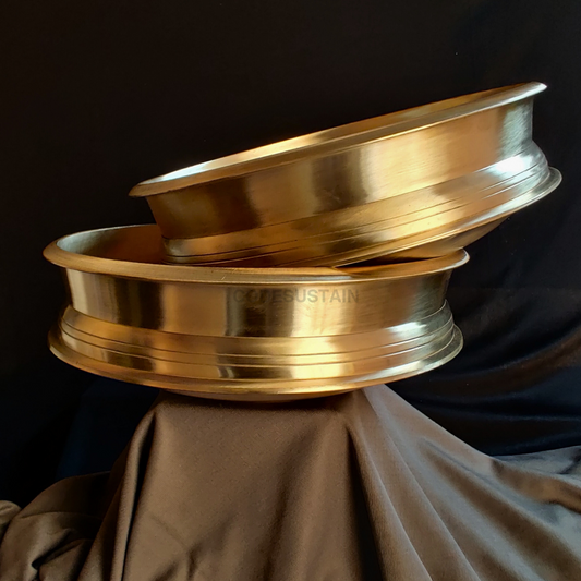 Handmade Bronze Lagaan with Gift Box | Kansa Tulsi Lagaan Urli - Non Toxic & Teflon Free Cookware