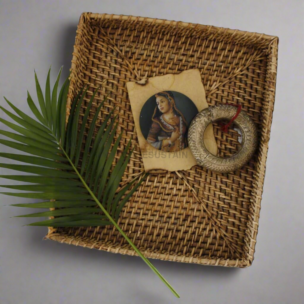 Handmade Cane Serving Tray | Rattan