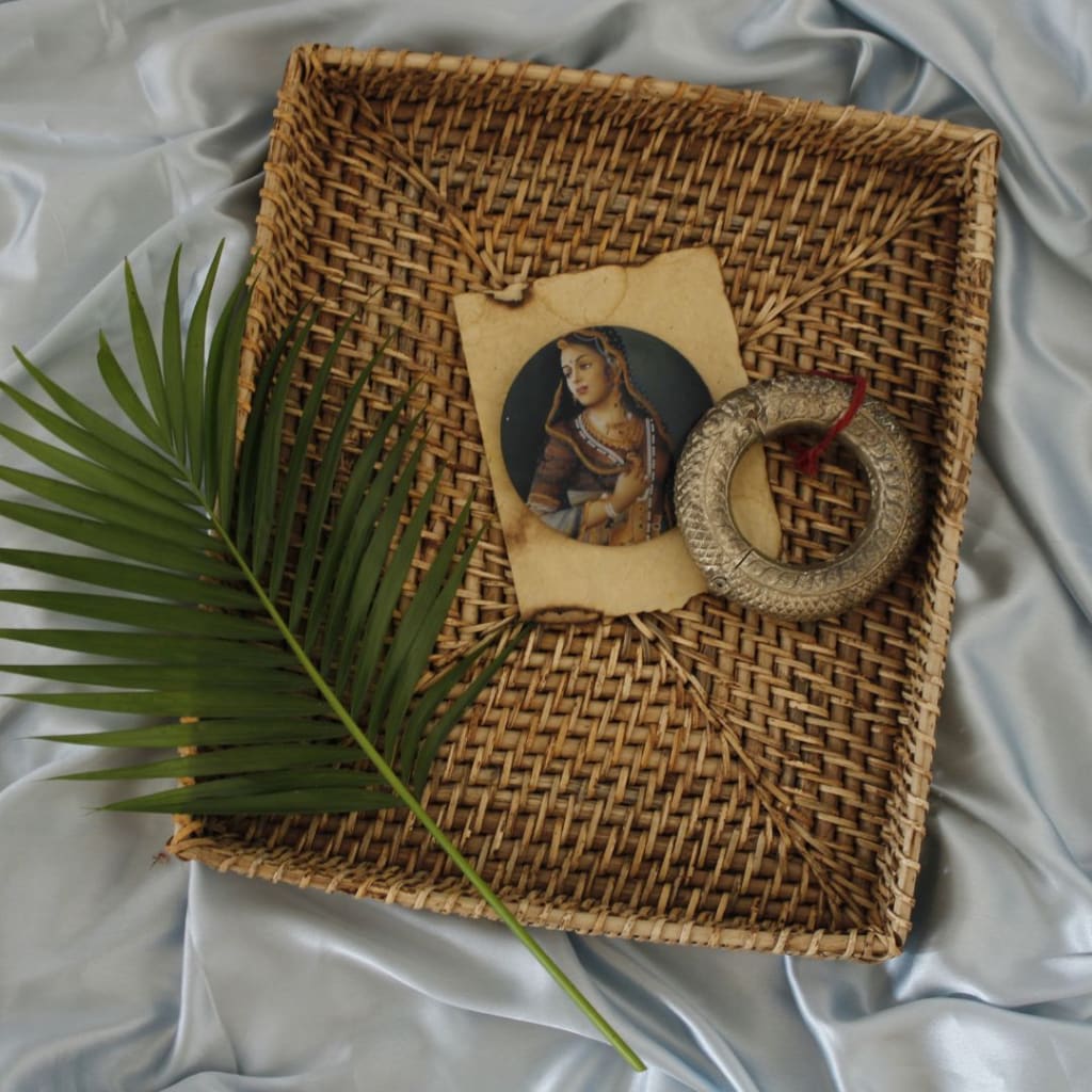 Square Kaca Handmade Cane Large - Tray Small 14 Inches