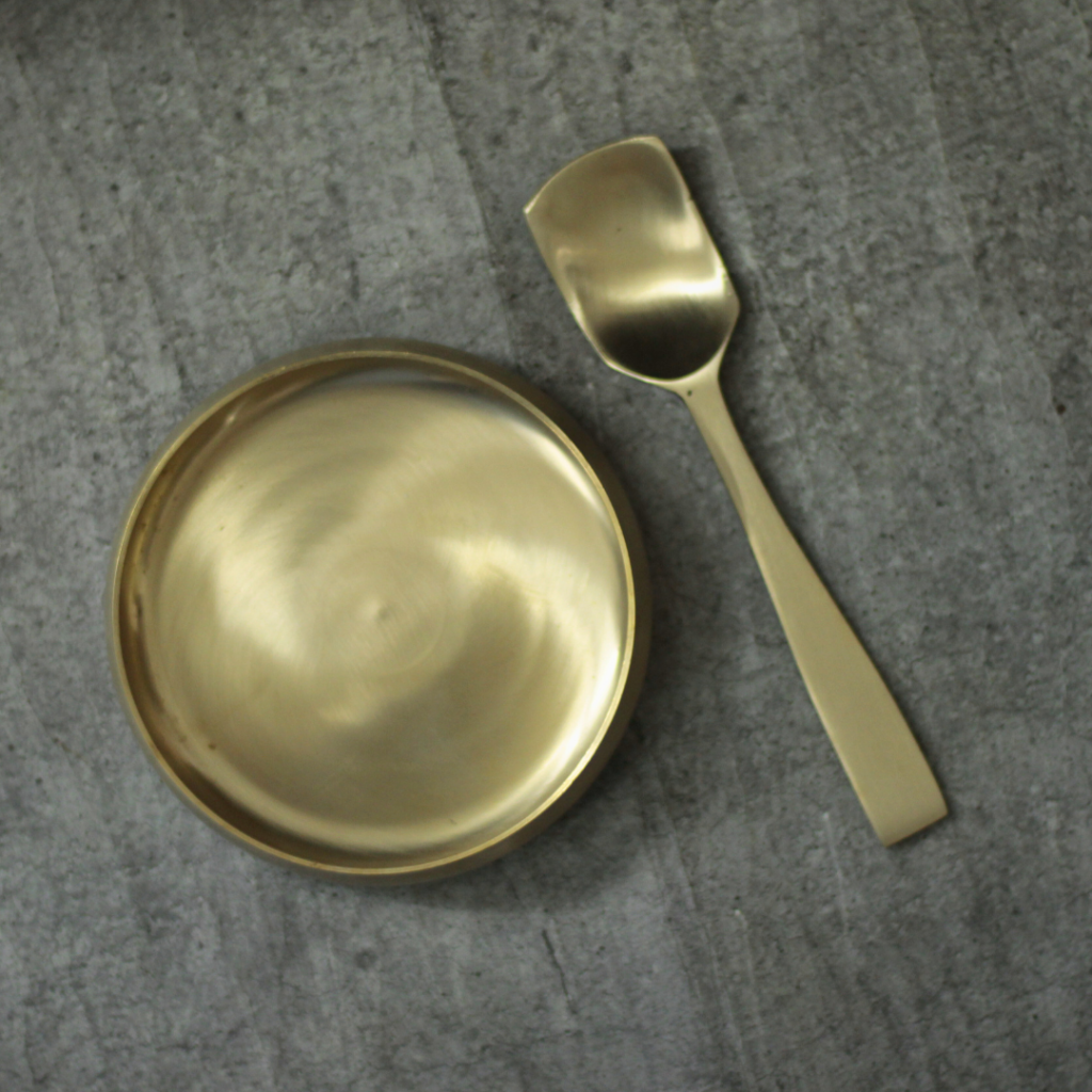 Handmade Kansa Shrikhand Bela Bowl | with Spoon for Offerings Large