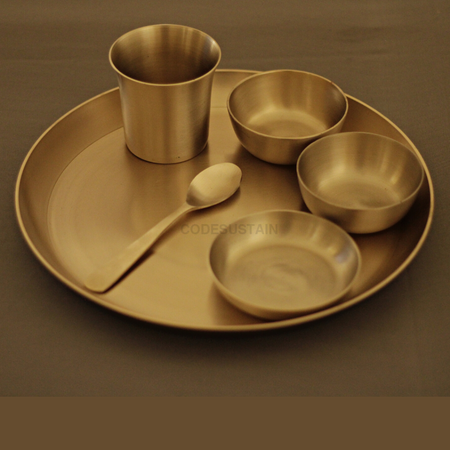 Handmade Kansa Thali Set | Dinner Ays Collection 11 Inch Serveware
