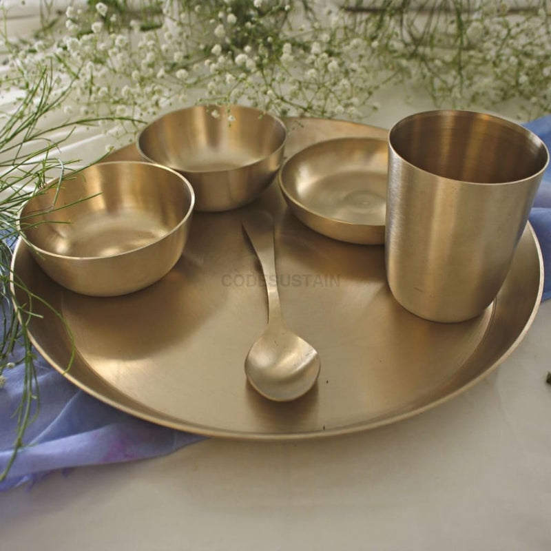 Handmade Kansa Thali Set | Dinner Ays Collection 12 Inch Serveware