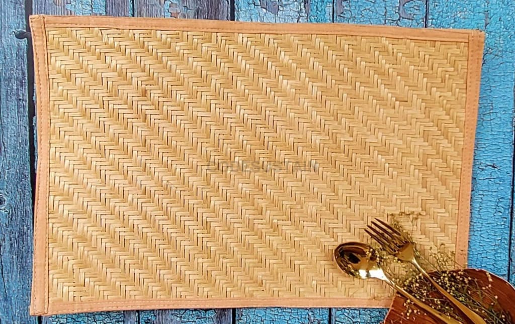 Kaca Woven Rectangle Bamboo Placemat With Piping | 18 inch x 12 inch - Codesustain