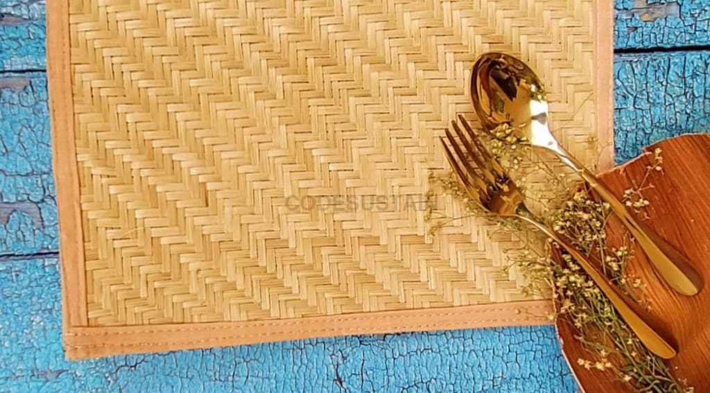 Kaca Woven Rectangle Bamboo Placemat With Piping | 18 inch x 12 inch - Codesustain