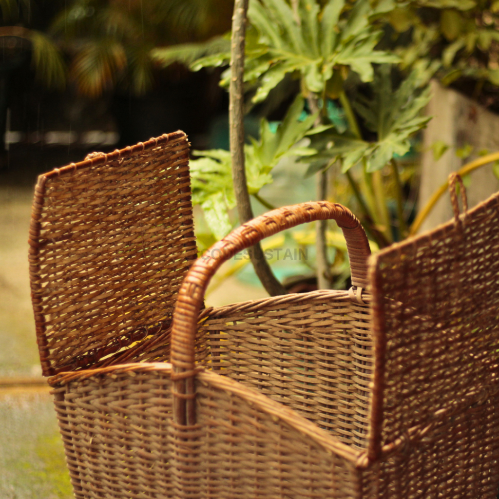 Large Cane Rattan Picnic Basket | Handmade Cane Storage Basket Storage Baskets