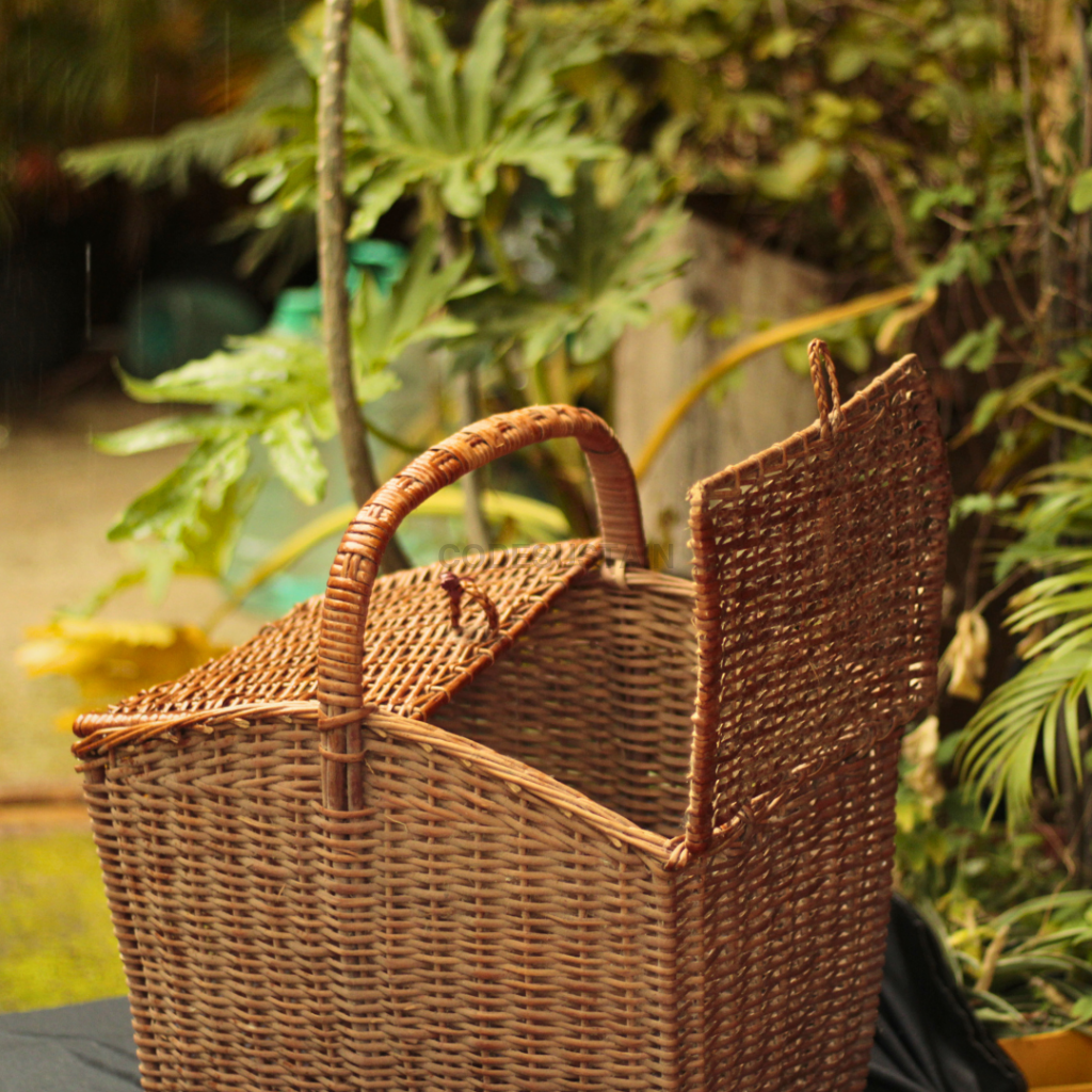Large Cane Rattan Picnic Basket | Handmade Cane Storage Basket Storage Baskets