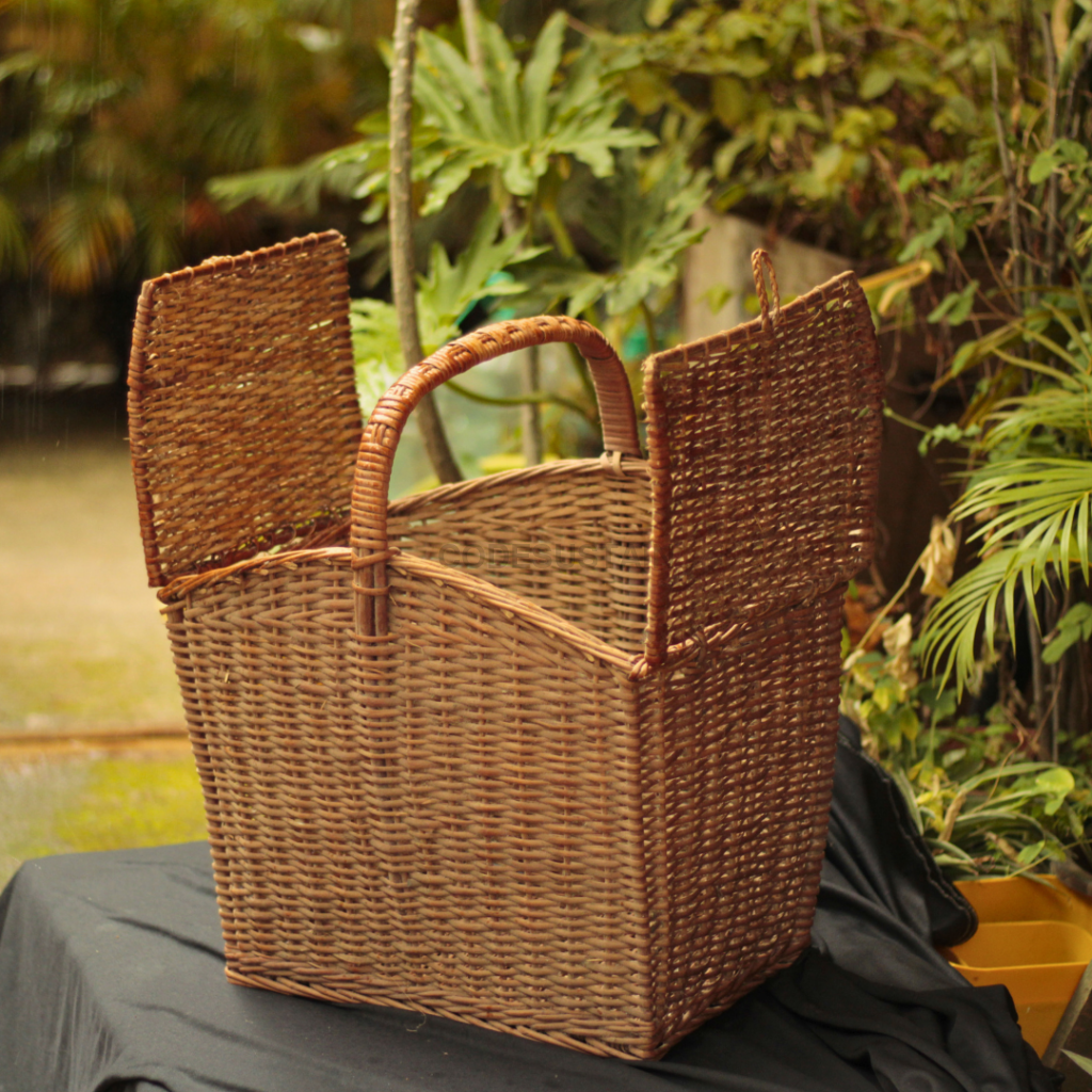 Large Cane Rattan Picnic Basket | Handmade Cane Storage Basket Storage Baskets