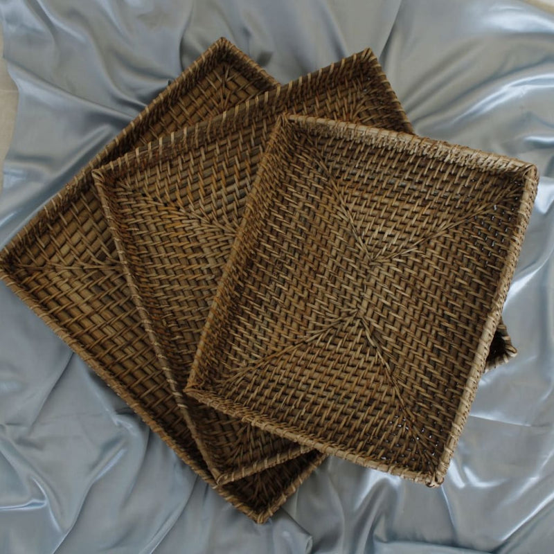 Square Kaca Handmade Cane Large - Tray Medium 16 Inches