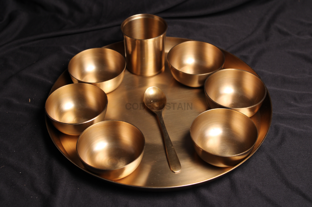 Ayās Maharaja Jumbo Kansa Dinner Set || Large Luxury Kansa Thali Set | 13 Inches - Codesustain
