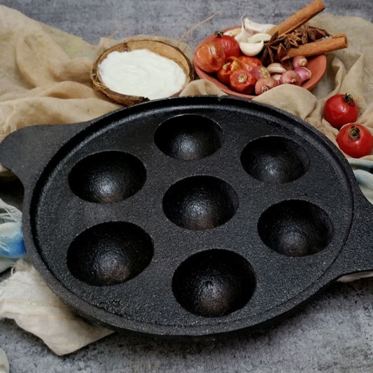 Lohā Cast Iron Pre-Seasoned Panniyaram  or Appe Pan - Codesustain