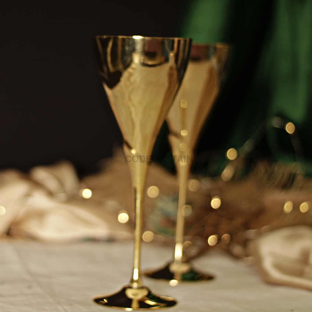Luxury Brass Wine Glasses (Set Of 2)