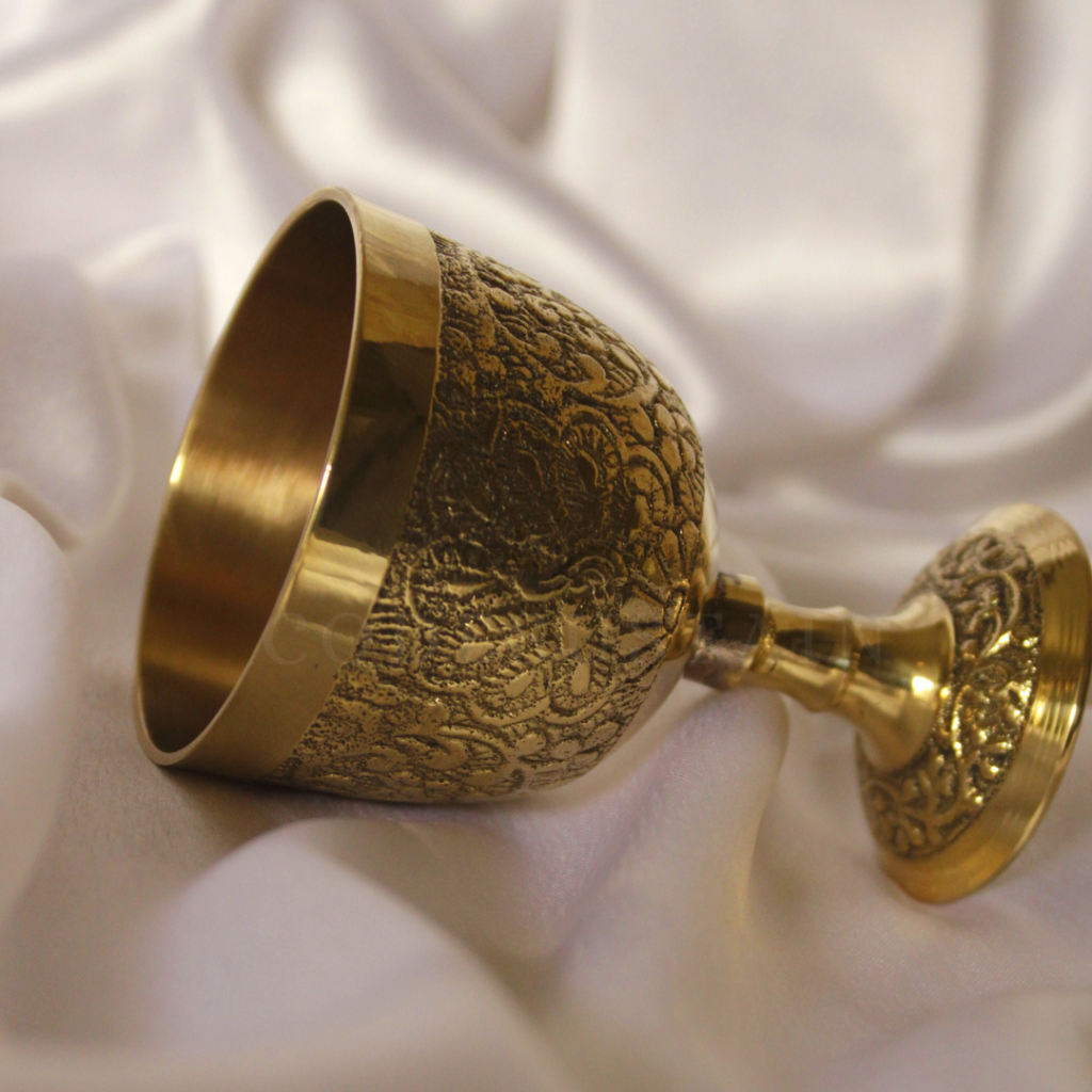 Ays Shot Luxury Peacock Engraved Brass Wine Glasses