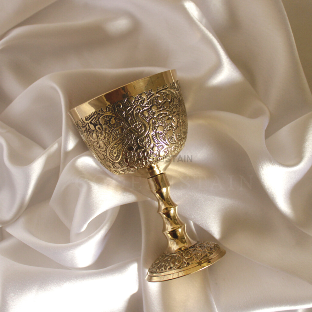 Ays Shot Luxury Peacock Engraved Brass Wine Glasses