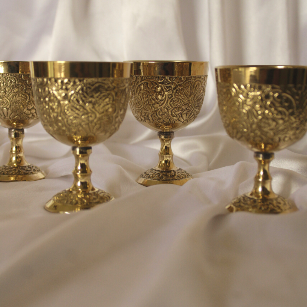 Ays Shot Luxury Peacock Engraved Brass Wine Glasses