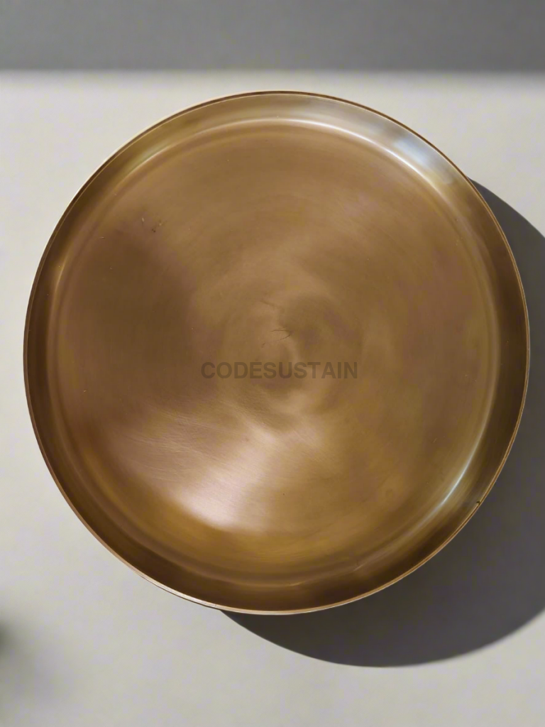 Luxury Serving Kansa Tray | Bronze Rice Platter 15 Inches Dinnerware