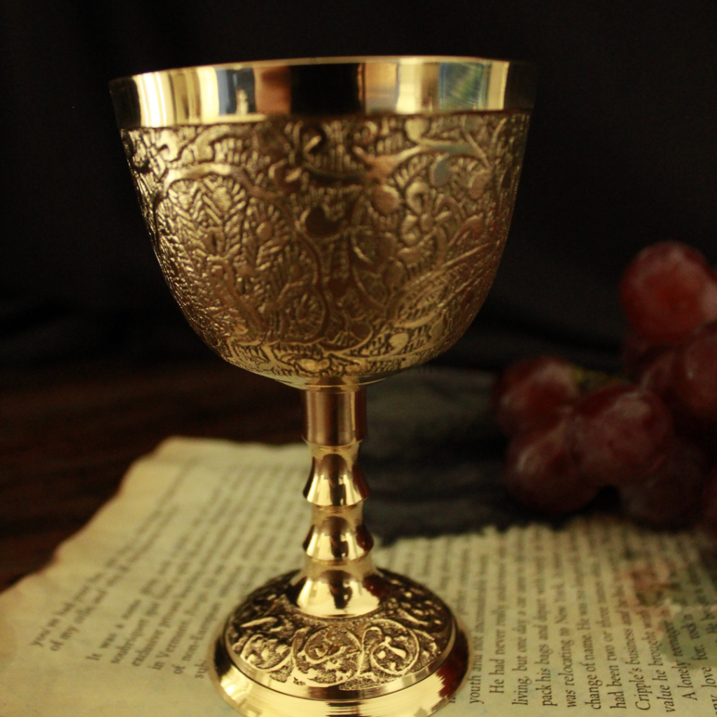 Ays Luxury Peacock Engraved Brass Wine Glasses