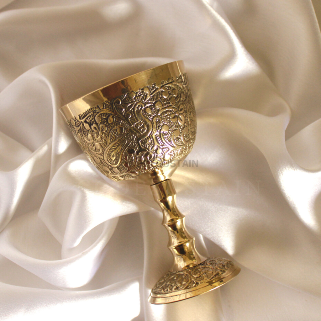 Ays Luxury Peacock Engraved Brass Wine Glasses