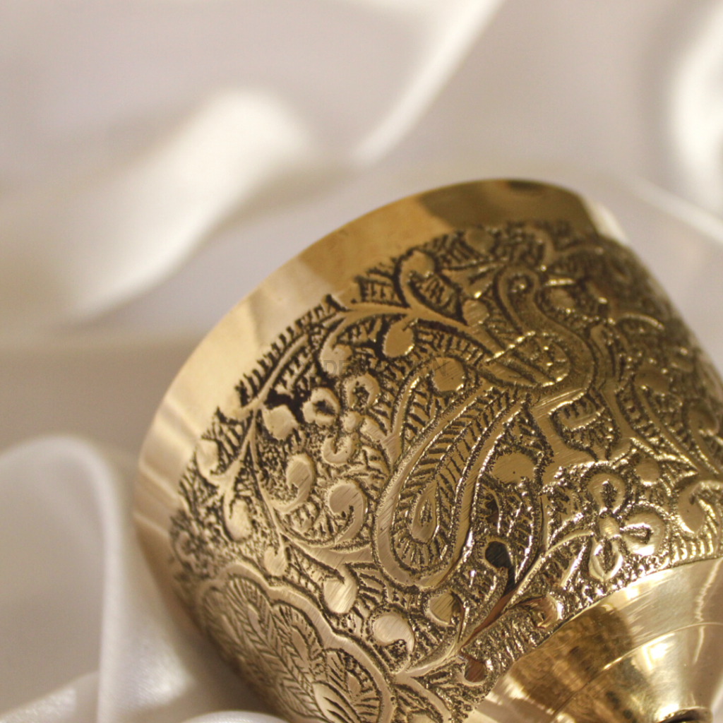Ays Luxury Peacock Engraved Brass Wine Glasses