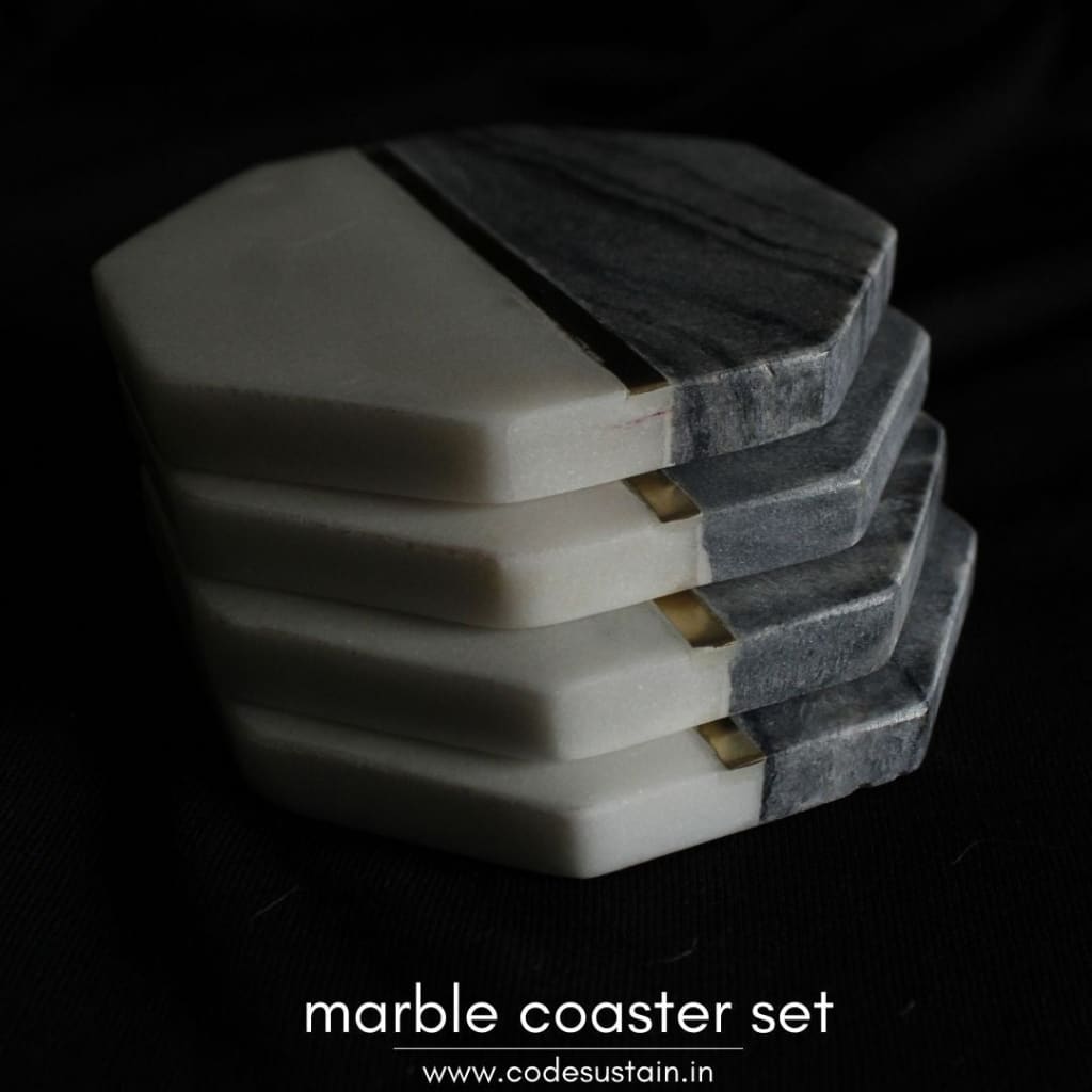 Marble Octagon Coasters Handcrafted Coaster | Luxury (Set Of 4) Set 4