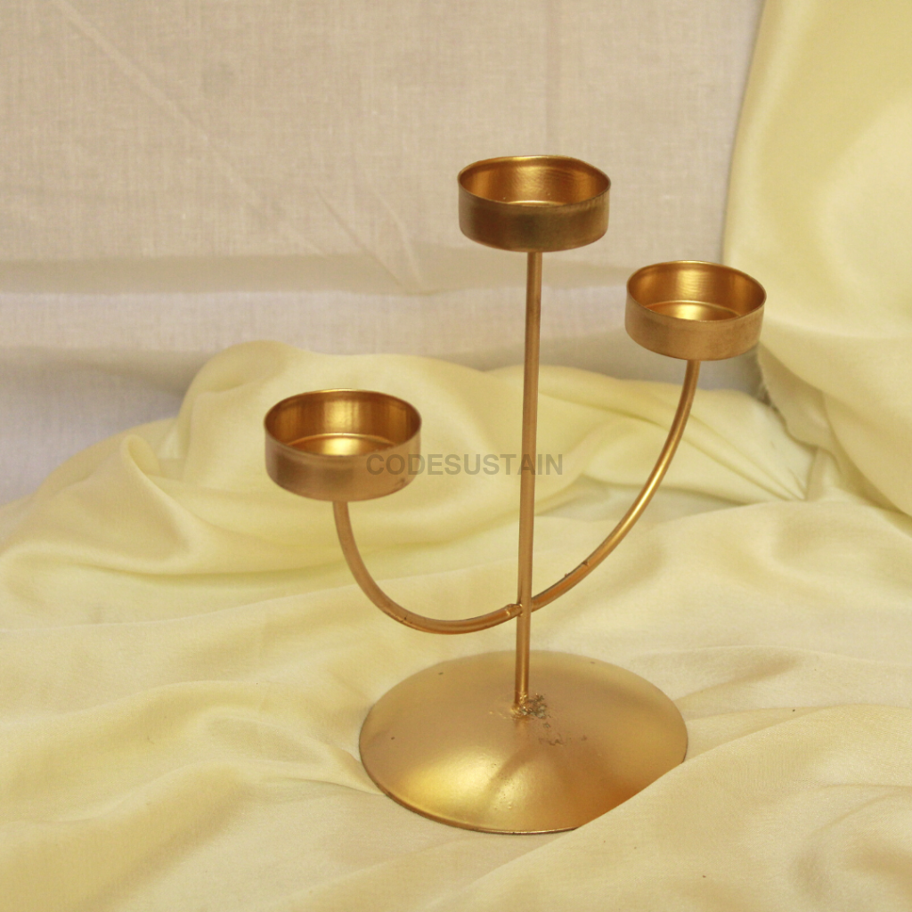 Scandinavian Golden Iron Candle Holder