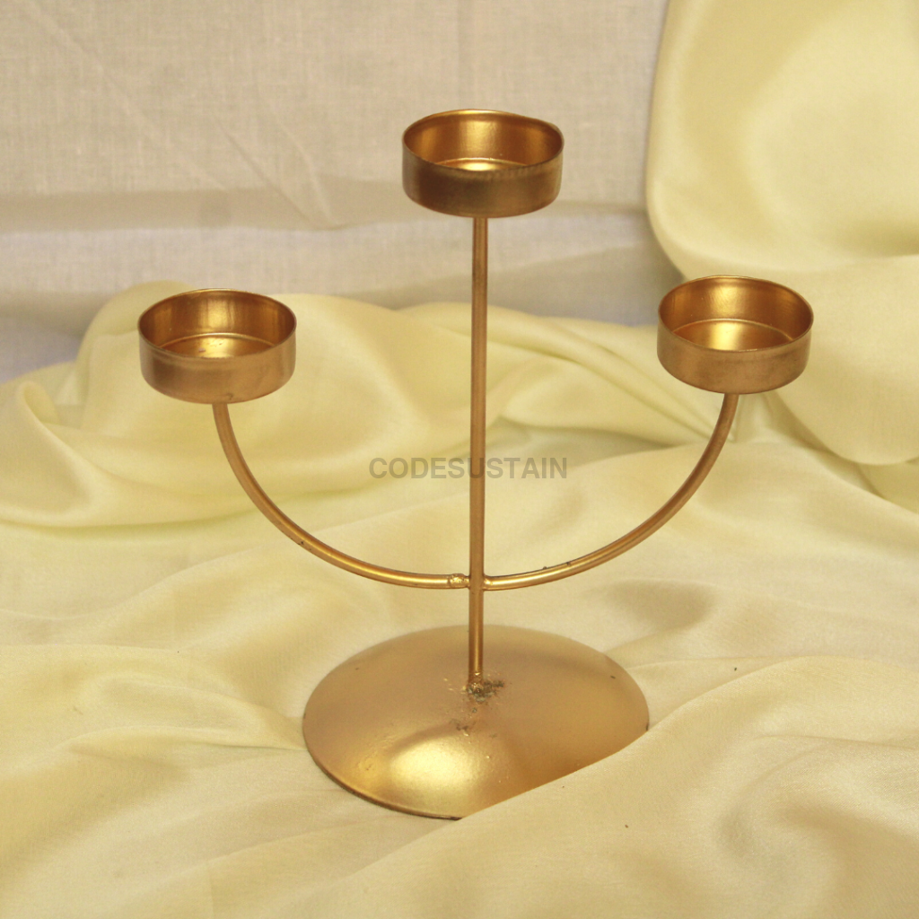 Scandinavian Golden Iron Candle Holder