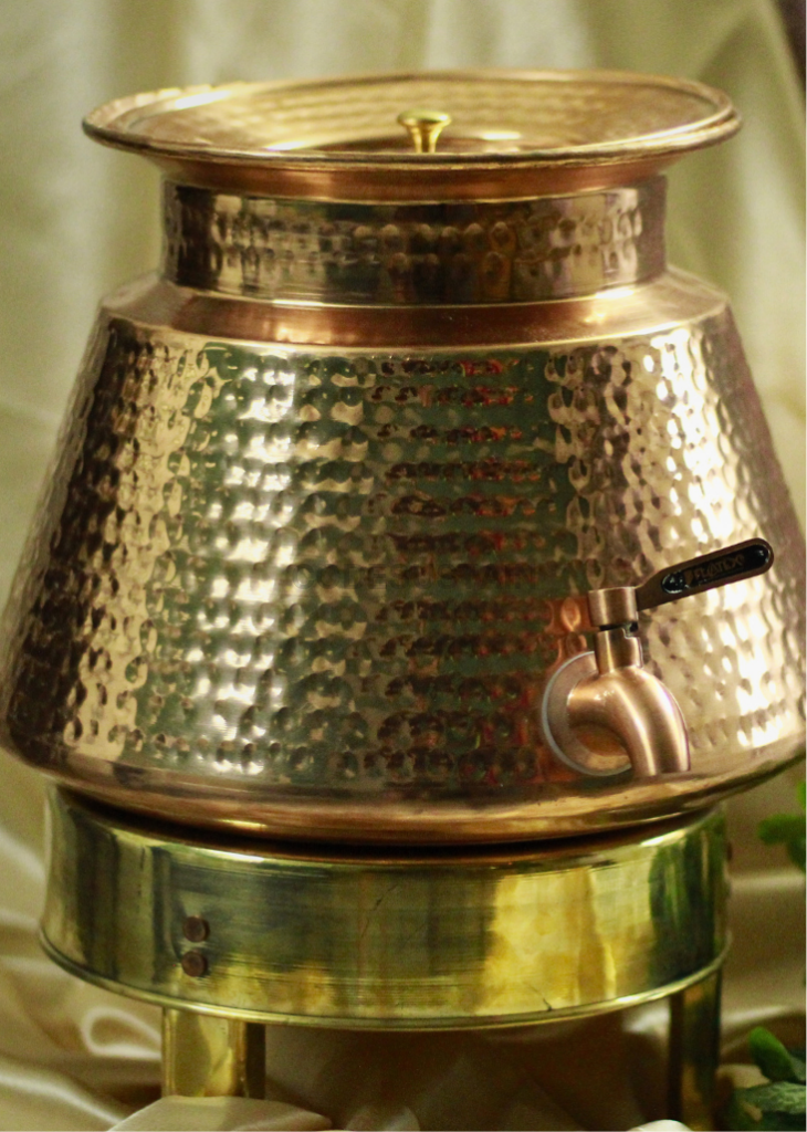 Pure Copper Water Dispenser Set | Large Copper Pot with Lid & Stand Drinkware