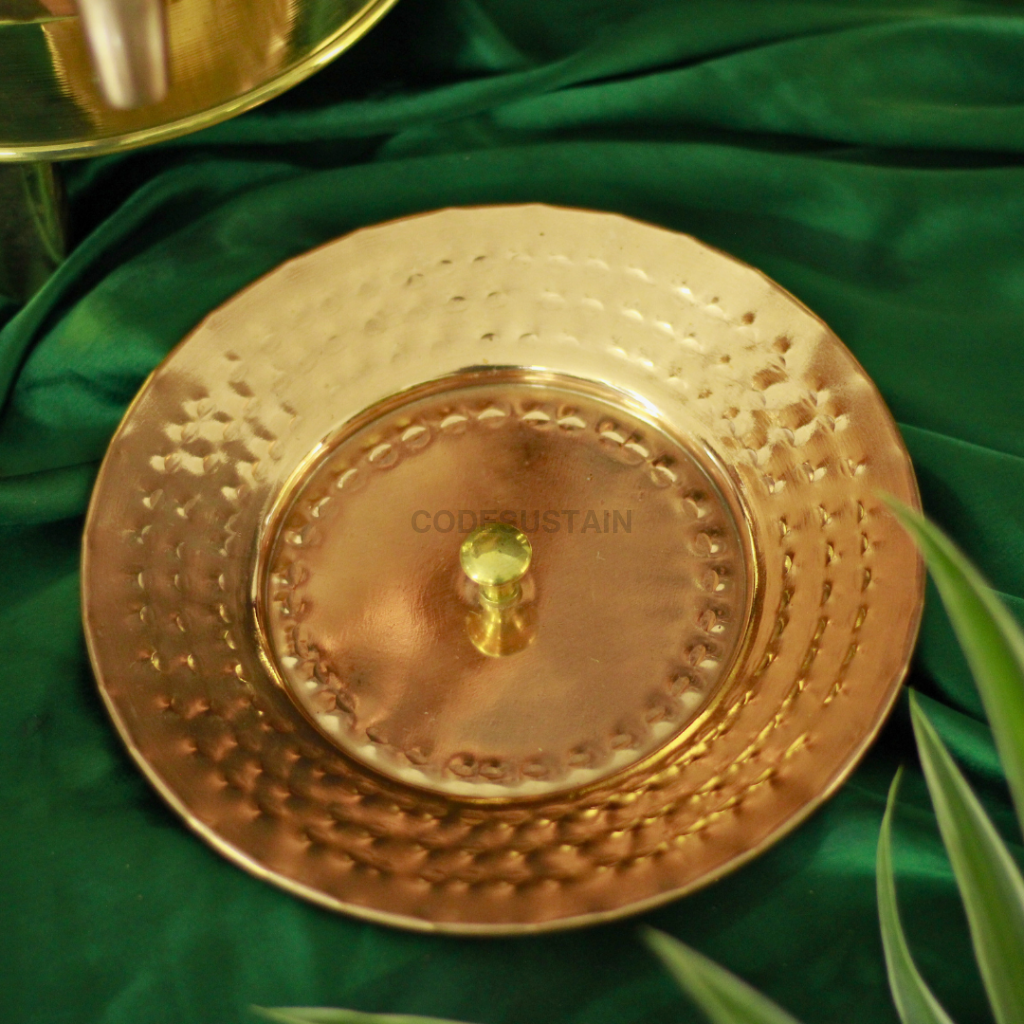 Pure Copper Water Dispenser Set | Large Copper Pot with Lid & Stand Drinkware