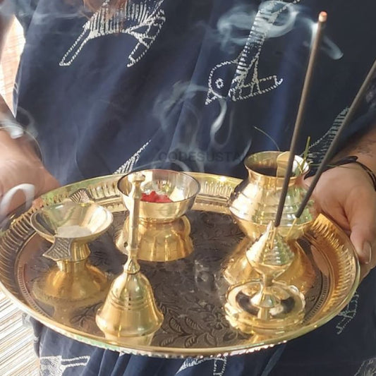 Veda Brass Pooja Thali | Havan Thali Set - Codesustain