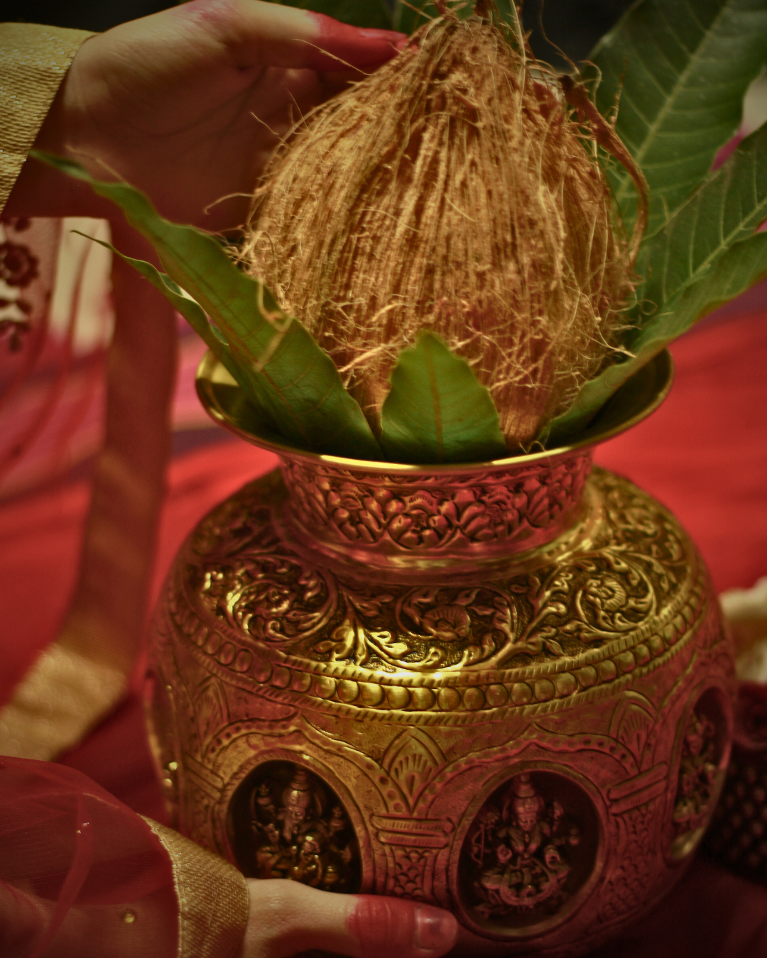 Jumbo Gold Brass AshtaLaxmi Kalash for Abundance and Wealth | Laxmi Poojan Kalash | Invite Prosperity