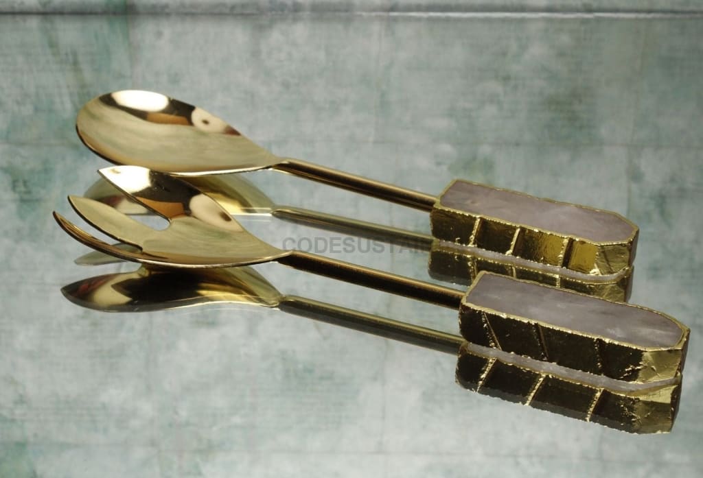 StoneLuxe Agate Salad Server (Fork & Spoon) - Codesustain