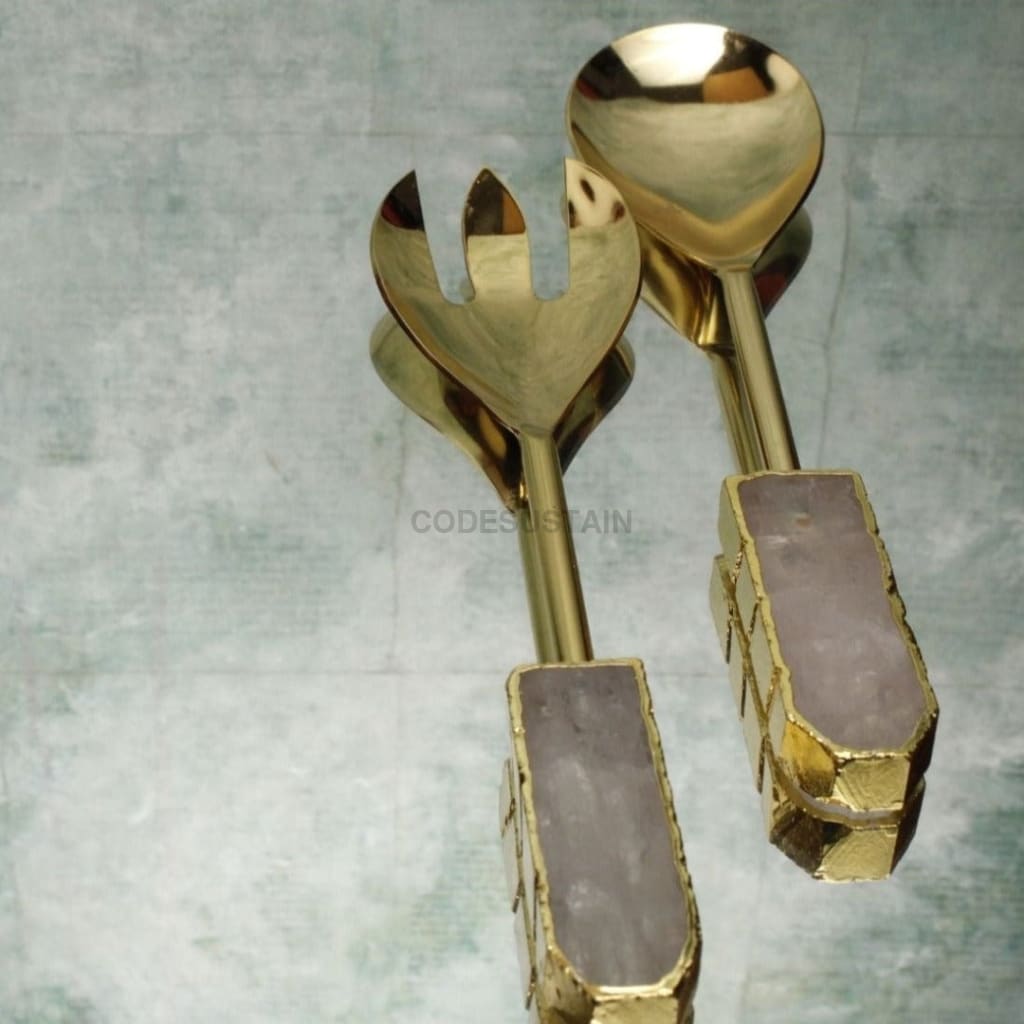 StoneLuxe Agate Salad Server (Fork & Spoon) - Codesustain