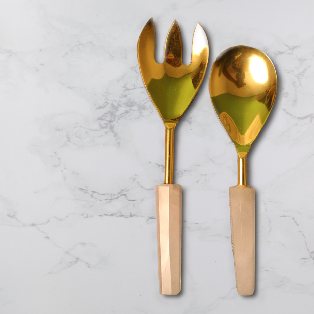 StoneLuxe Agate Salad Server (Fork & Spoon) - Codesustain