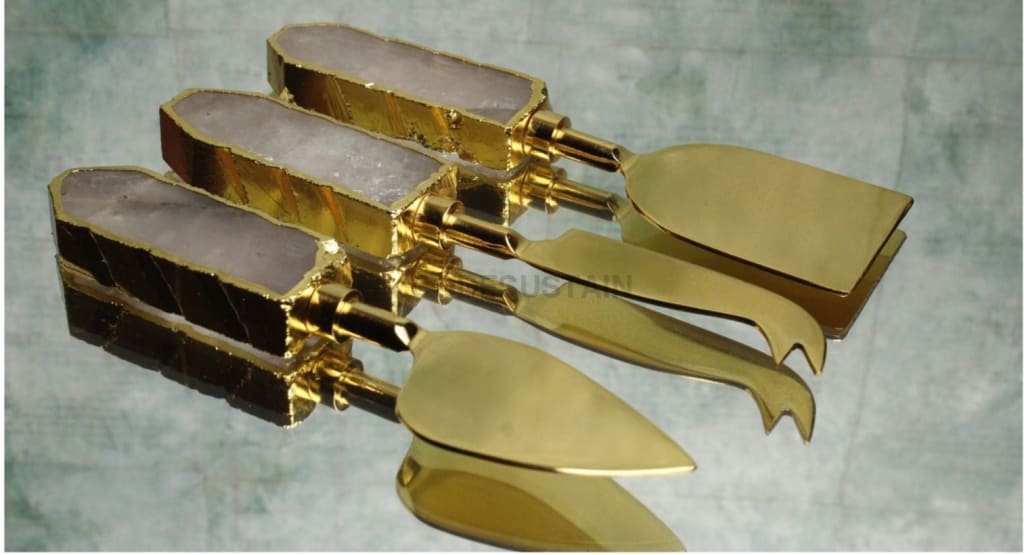 StoneLuxe Rose Quartz Cheese Knife Set | Agate Cheese Knife Set - Codesustain
