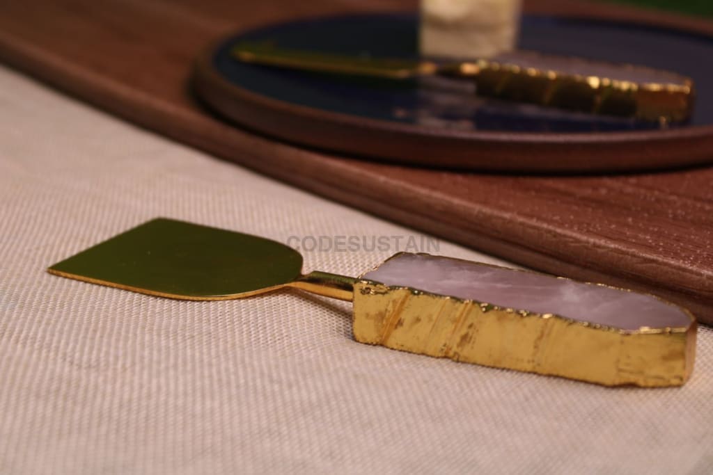 StoneLuxe Rose Quartz Cheese Knife Set | Agate Cheese Knife Set - Codesustain