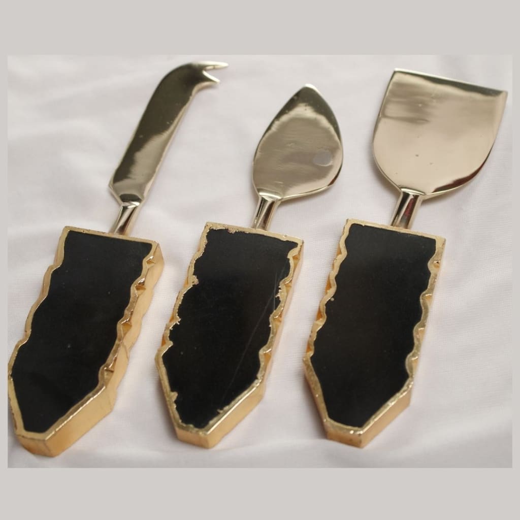 StoneLuxe Rose Quartz Cheese Knife Set | Agate Cheese Knife Set - Codesustain