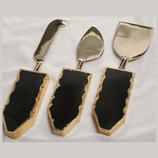 StoneLuxe Rose Quartz  Cheese Knife Set | Agate Cheese Knife Set - Codesustain