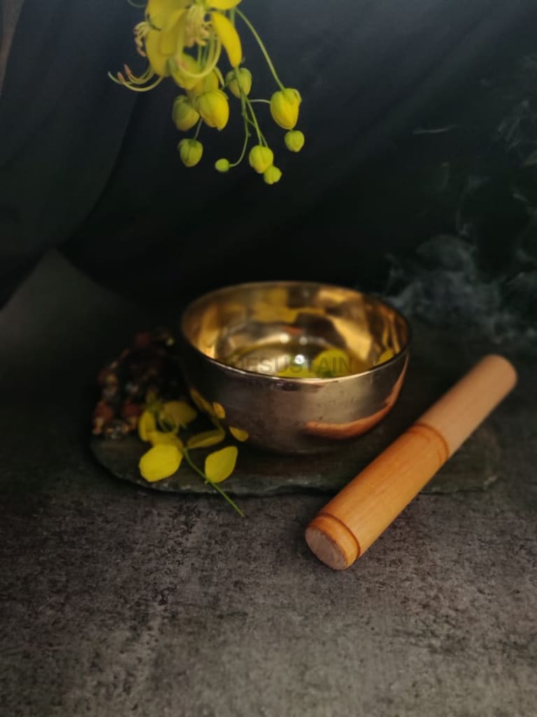 Tibetan Gold Singing Bowl | Handmade Kansa | Golden Finish | Large - Codesustain
