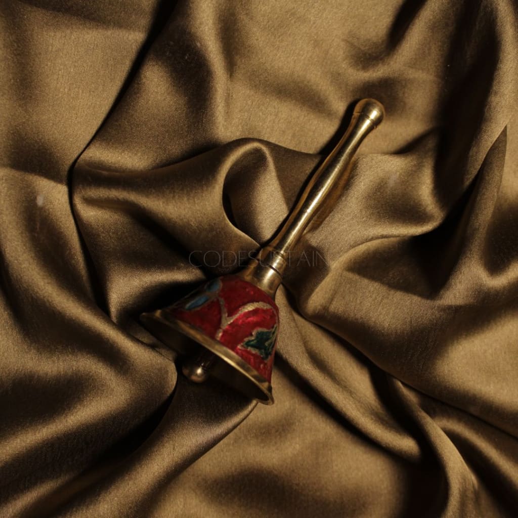 Traditional Brass Bell | Golden Finish Hand For Home Temple